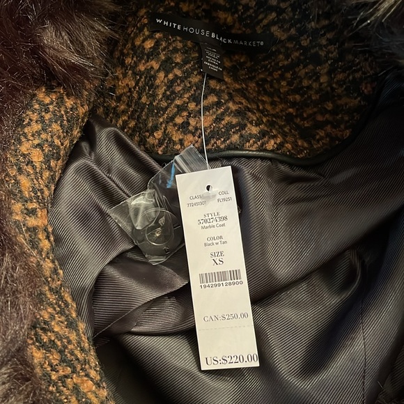 WHBM FAUX FUR COLLAR MARLED COAT - Picture 10 of 11